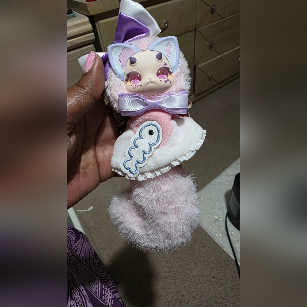 Cute Tutulong Pastel Cat Keychain Plush with Bow, NO BOX.